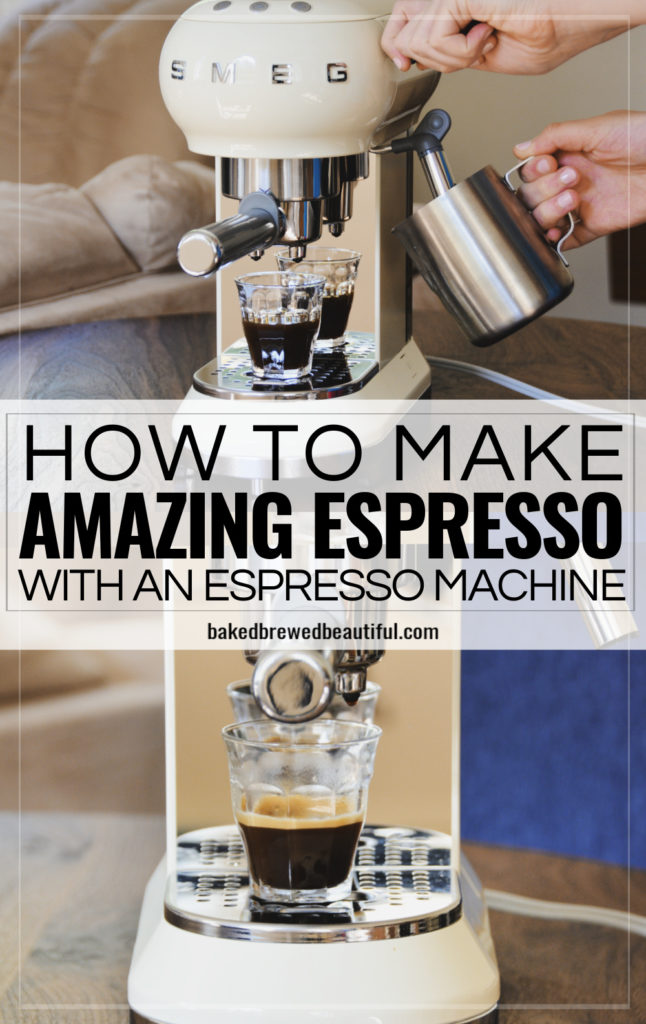smeg espresso machine cream color making espresso in use