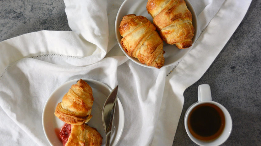 butter croissants and coffee