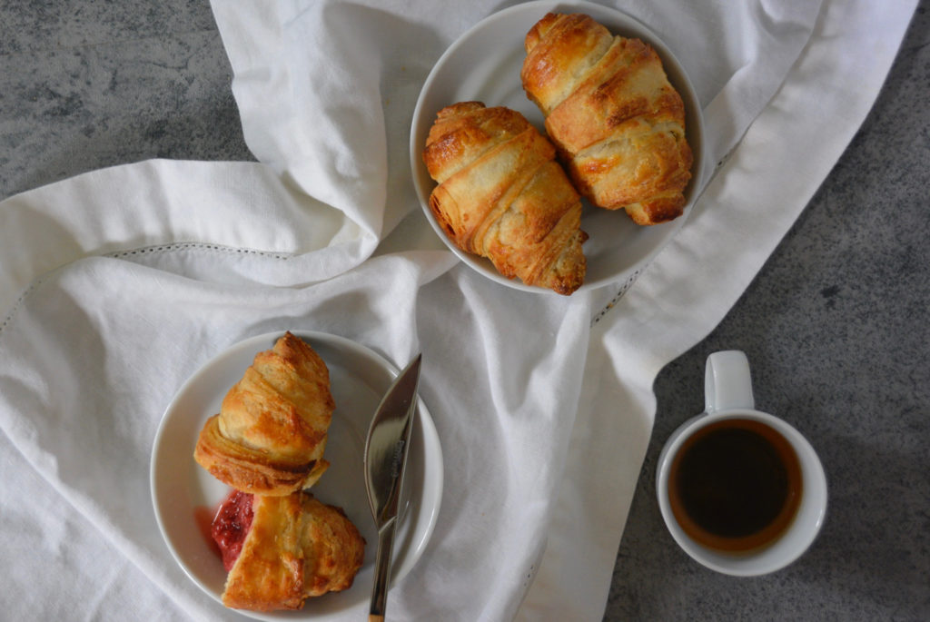butter croissants and coffee