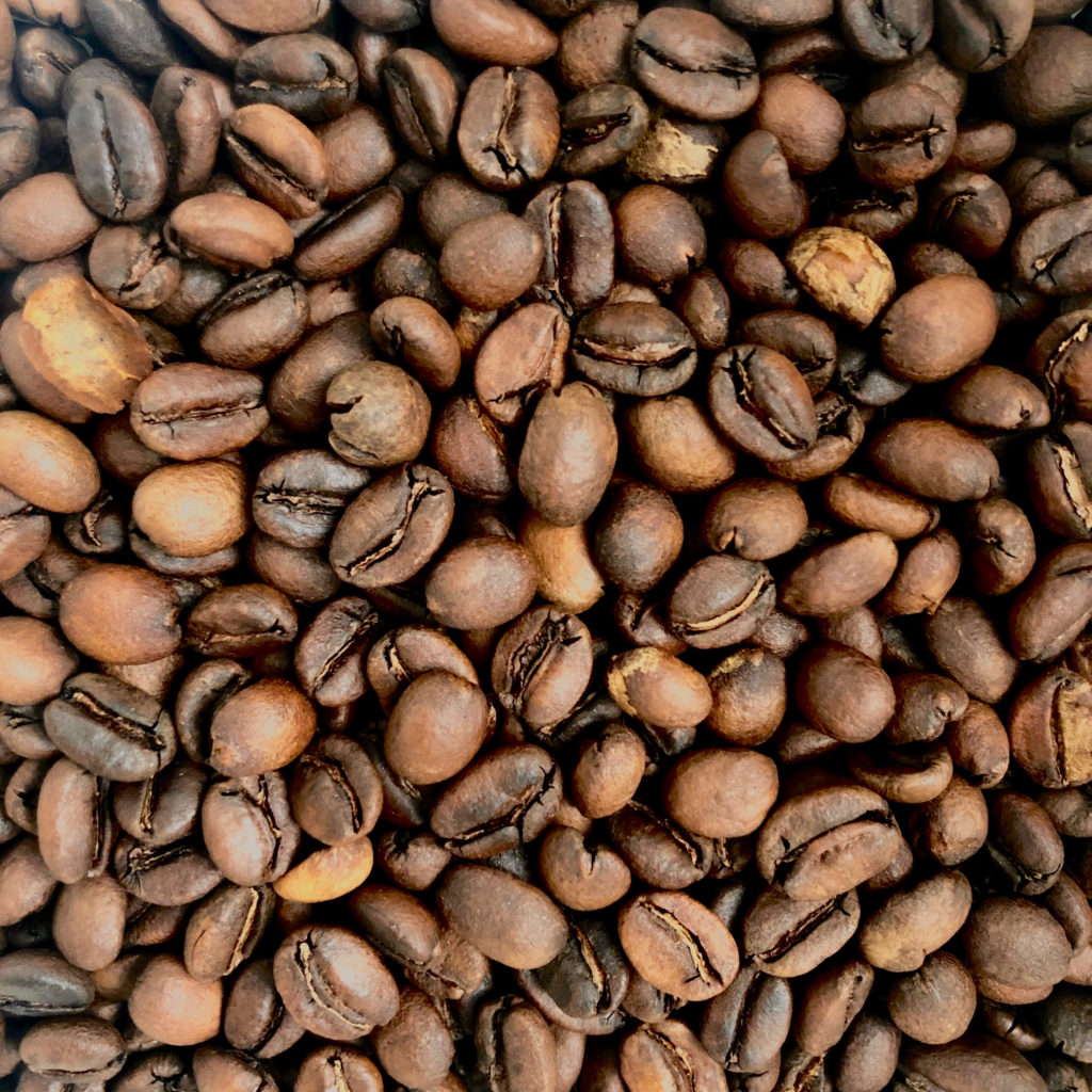 Close up of freshly roasted coffee beans