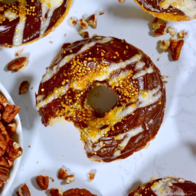 Baked Browned Butter Donuts With Salted, Malted Chocolate Glaze