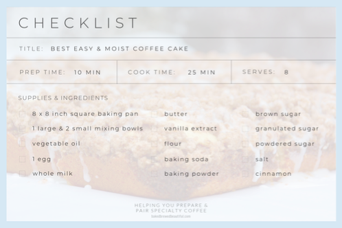 coffee cake recipe card