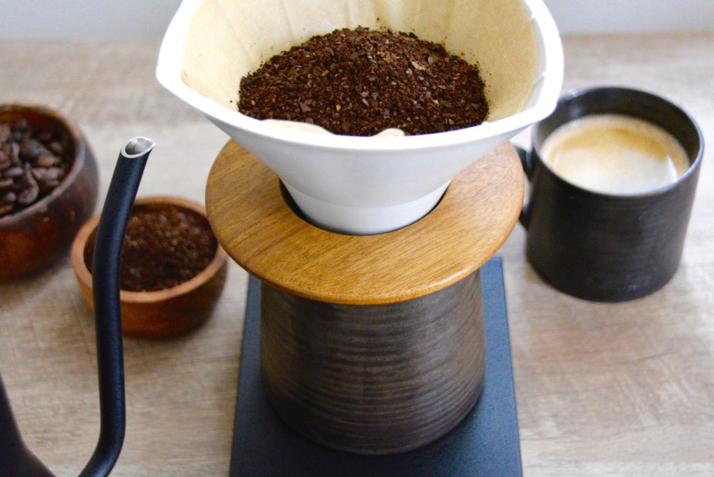 pour over coffee with coffee cups