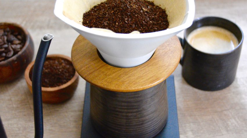 pour over coffee with coffee cups