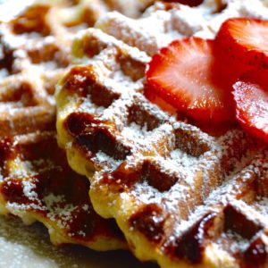 liege Belgian waffles with strawberries