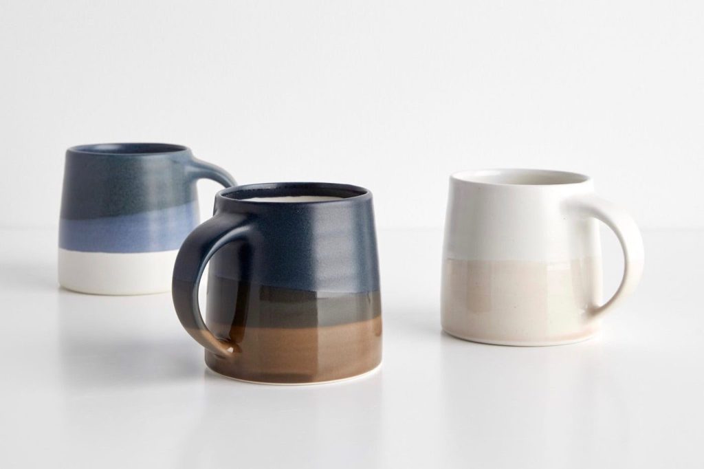 porcelain coffe mugs on a white background