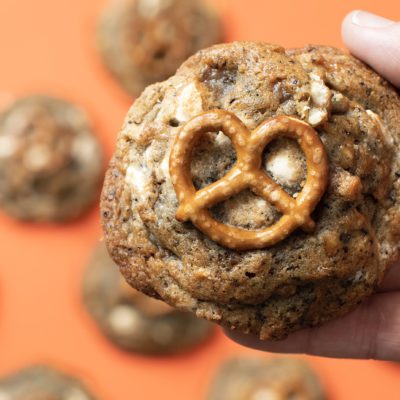Bell's Cookies with a pretzel and chocolate chips